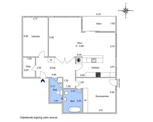 3 værelses lejlighed i København Ø