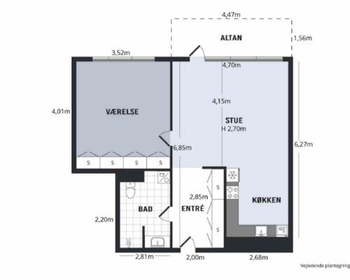 2 værelses lejlighed i København S