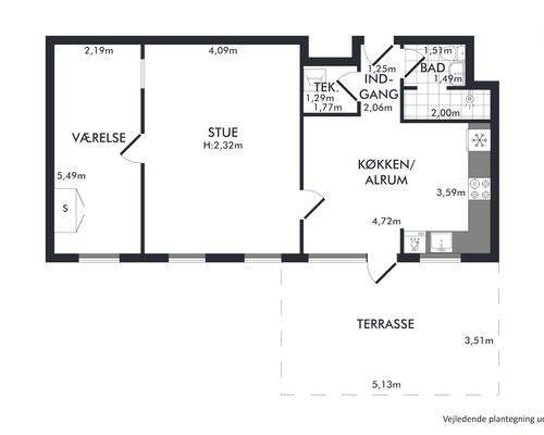 2 værelses lejlighed i Grenaa