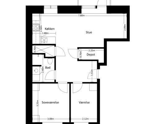 3 værelses lejlighed i Frederikssund