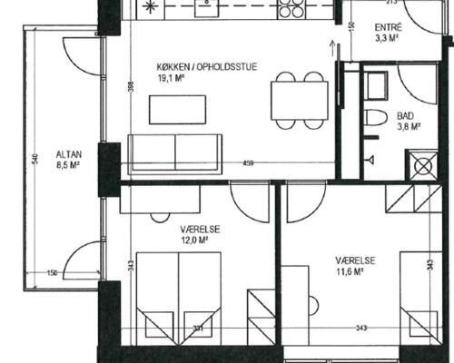 3 værelses lejlighed i Århus C