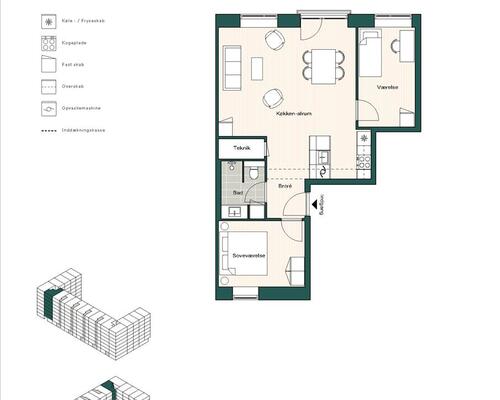 3 værelses lejlighed i København S