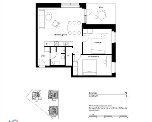 3 værelses lejlighed i Odense V