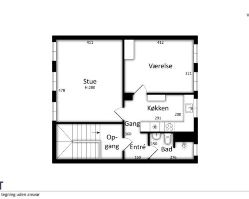 Lys 2-værelses på 56 m2 med højt til loftet og klassiske plankegulve – tæt på busforbindelser