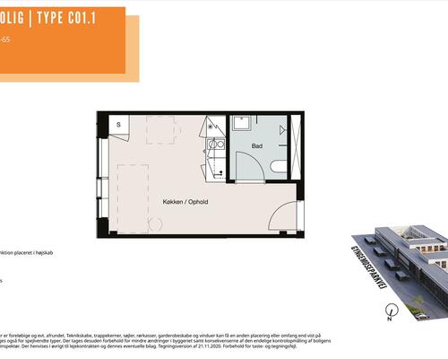 1 værelses lejlighed i Søborg