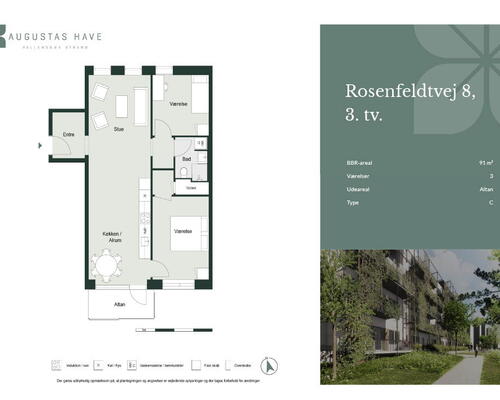 3 værelses lejlighed i Vallensbæk Strand