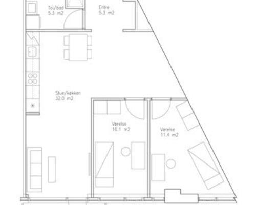 3 værelses lejlighed i Århus C