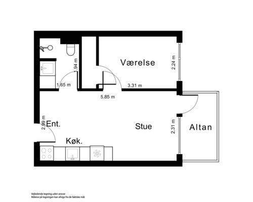 2 værelses lejlighed i Tilst