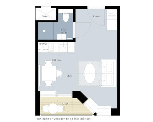 1 værelses lejlighed i Toppen - Lygten 37