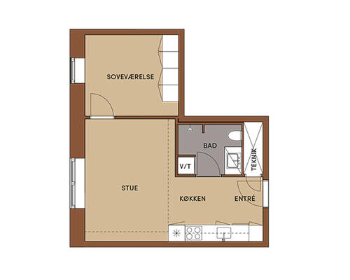 2 værelses lejlighed i AstaHus