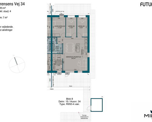 4 værelses hus i Give