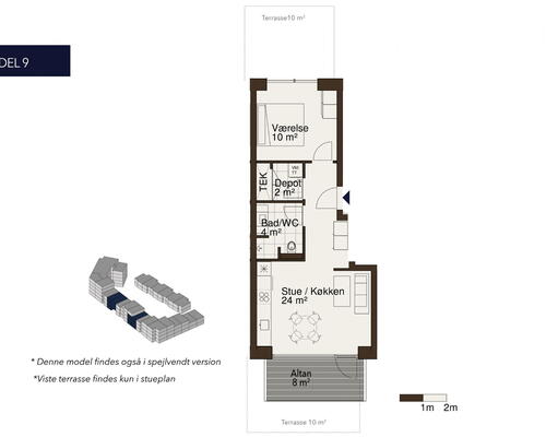 Egedal Stationsby - Skøn, indbydende lejebolig med privat terrasse og fantastisk grøn udsigt