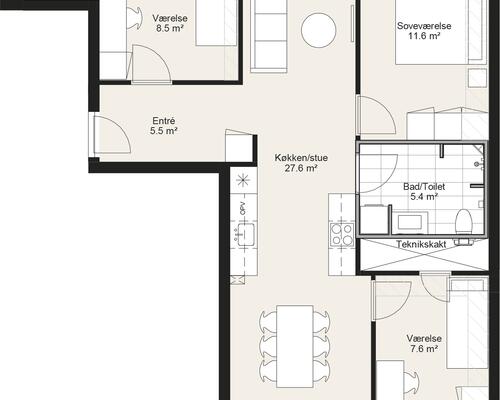 4 værelses lejlighed i Slagelse