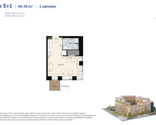 1 værelses lejlighed i Risskov