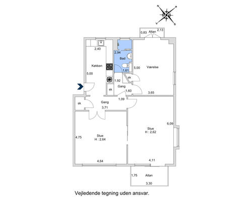 3 værelses lejlighed i Kongens Lyngby