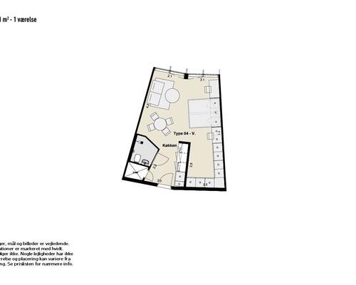 1 værelses lejlighed i Kongens Lyngby