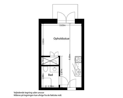 1 værelses lejlighed i Risskov