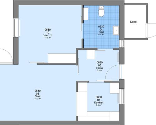 2 værelses lejlighed i Nørre Nebel