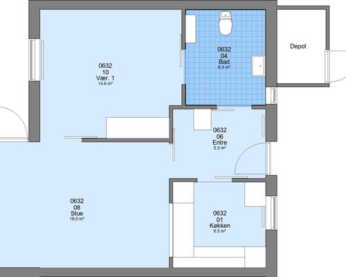 2 værelses lejlighed i Nørre Nebel