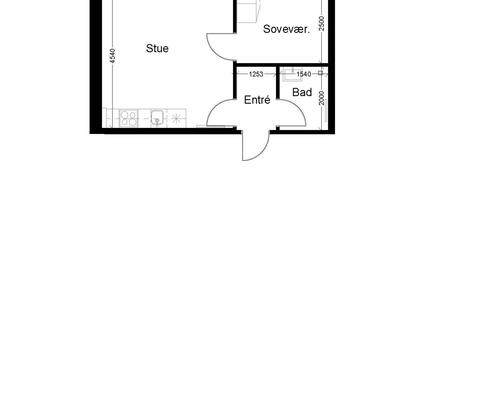 1 værelses lejlighed i Randers