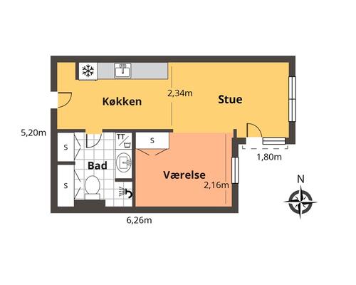 2 værelses lejlighed i Odense C