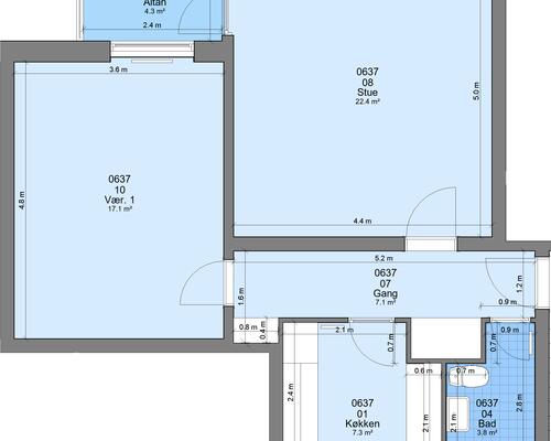 2 værelses lejlighed i Randers