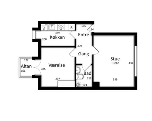 Lys 2-værelses i Vestbyen med altan, Biga-køkken og gulvvarme i bad – 10 min. fra gågaden
