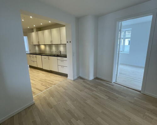 Stor og delevenlig 4-værelses på 138 m2 med køkken-alrum, bryggers og gårdadgang.