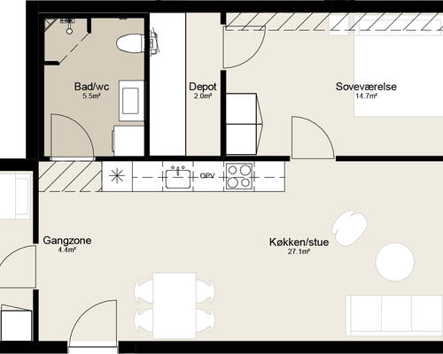 3 værelses lejlighed i Randers SV
