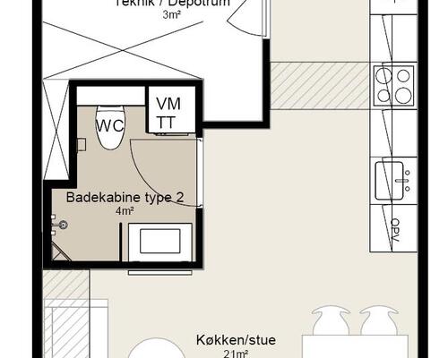 2 værelses lejlighed i Silkeborg