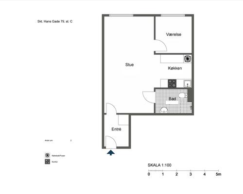 2 værelses lejlighed i Odense C