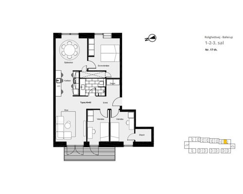 Lækker og stilfuld 4-værelses lejlighed med altan i smukke omgivelser i Ballerup