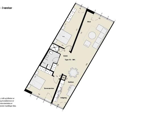3 værelses lejlighed i Kongens Lyngby