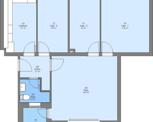 4 værelses lejlighed i Bramming