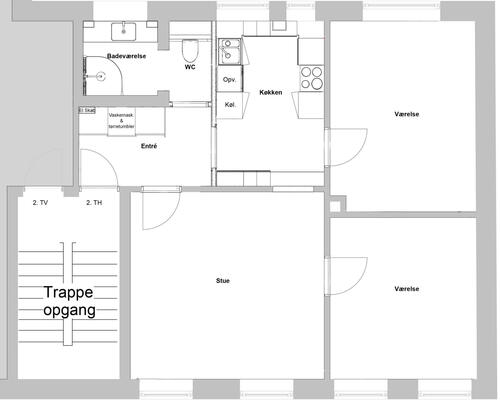 Totalrenoveret 3-værelses lejlighed i centrum af Lyngby