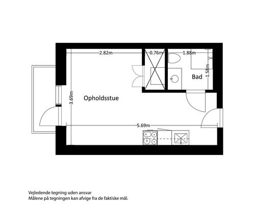 1 værelses lejlighed i Risskov