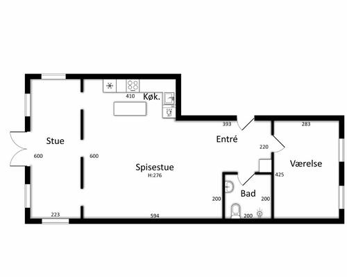 2 værelses lejlighed i Nykøbing Falster