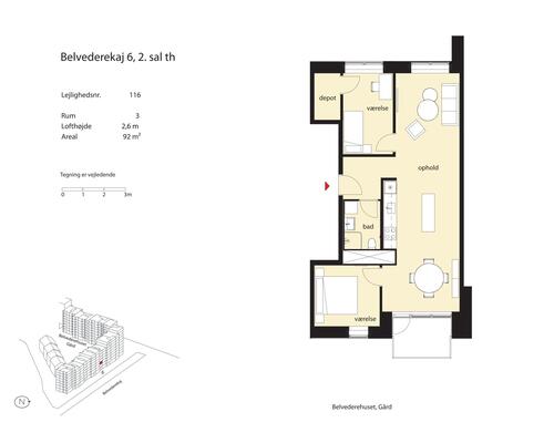 3 værelses lejlighed i København SV
