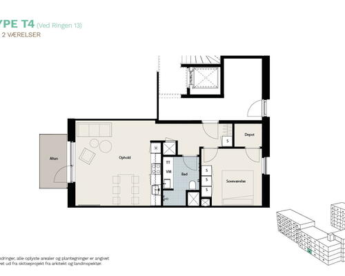 2 værelses lejlighed i Roskilde