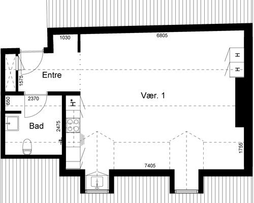 1 værelses lejlighed i Viborg
