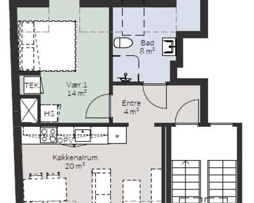 2 værelses lejlighed i Randers NV