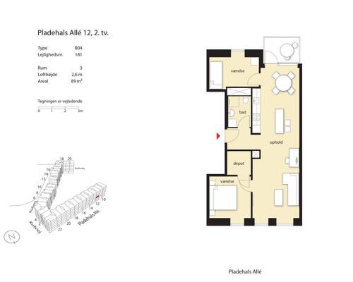 3 værelses lejlighed i København SV