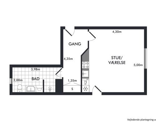 1 værelses lejlighed i Kolding