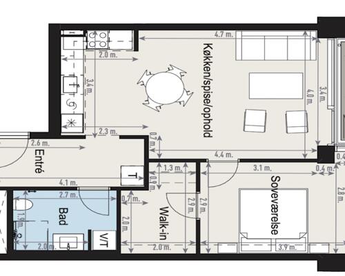 Moderne møbleret lejlighed med unik udsigt
