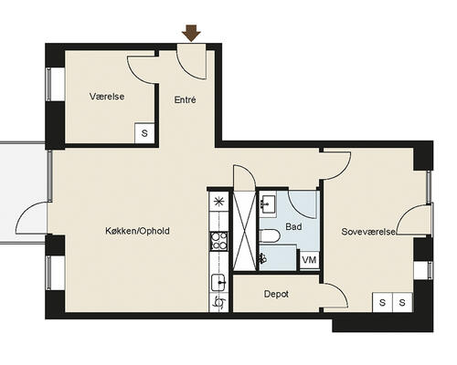 3 værelses lejlighed i Brøndby