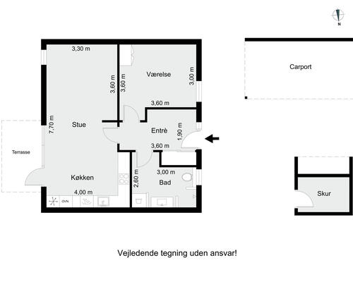 1 værelses lejlighed i Silkeborg