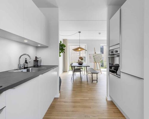 Velindrettet rækkehus i grønne omgivelser ved Kildebjerg, Ry