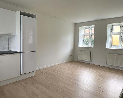 Rummeligt byhus i rolige, grønne omgivelser med nyt køkken