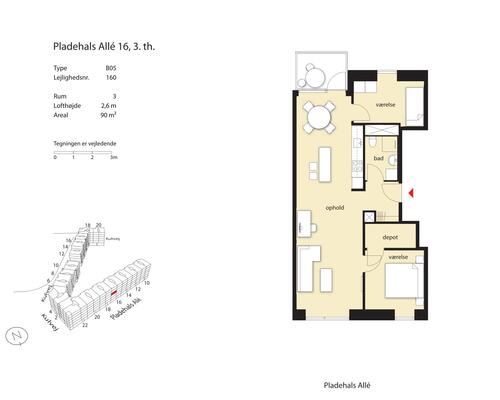 3 værelses lejlighed i København SV
