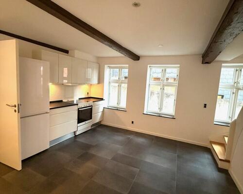 Nyrenoveret lejlighed midt i byen og med direkte adgang til det hyggelige torv